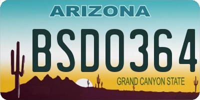 AZ license plate BSD0364