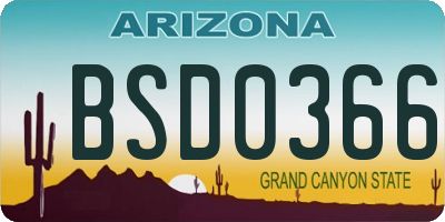 AZ license plate BSD0366