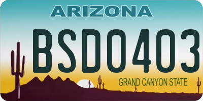 AZ license plate BSD0403