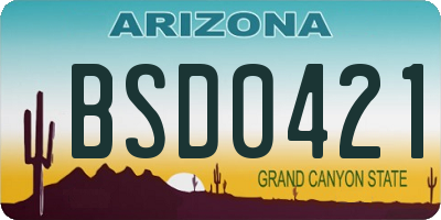 AZ license plate BSD0421