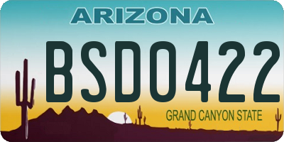 AZ license plate BSD0422
