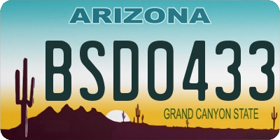 AZ license plate BSD0433