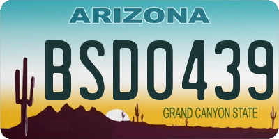 AZ license plate BSD0439