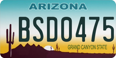 AZ license plate BSD0475