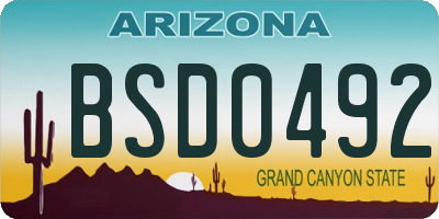 AZ license plate BSD0492