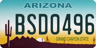 AZ license plate BSD0496