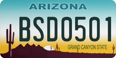 AZ license plate BSD0501