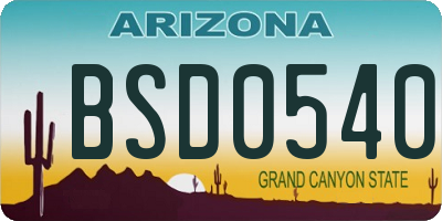 AZ license plate BSD0540