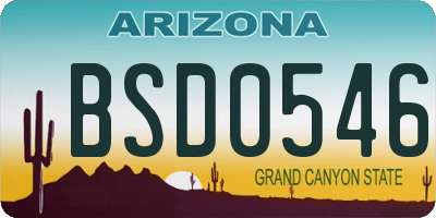 AZ license plate BSD0546