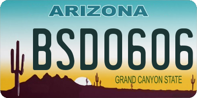 AZ license plate BSD0606