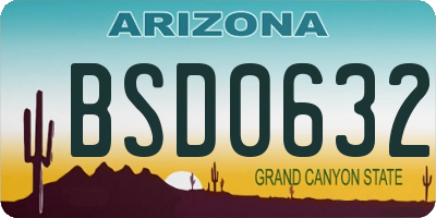 AZ license plate BSD0632