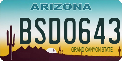 AZ license plate BSD0643