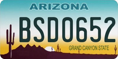 AZ license plate BSD0652