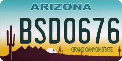 AZ license plate BSD0676