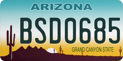 AZ license plate BSD0685