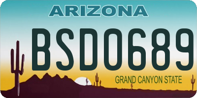 AZ license plate BSD0689