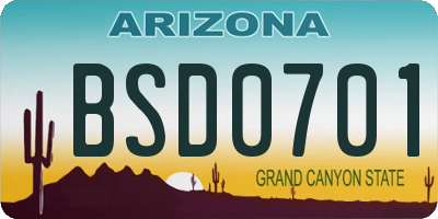AZ license plate BSD0701