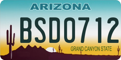 AZ license plate BSD0712