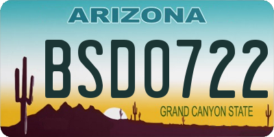 AZ license plate BSD0722