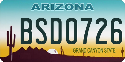 AZ license plate BSD0726