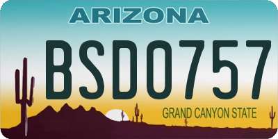 AZ license plate BSD0757