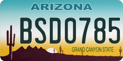 AZ license plate BSD0785