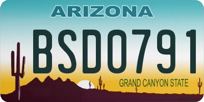AZ license plate BSD0791
