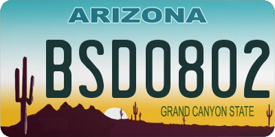 AZ license plate BSD0802