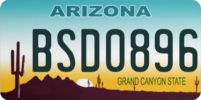 AZ license plate BSD0896