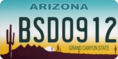 AZ license plate BSD0912