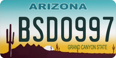 AZ license plate BSD0997