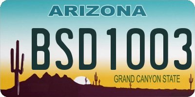 AZ license plate BSD1003