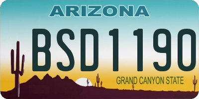 AZ license plate BSD1190