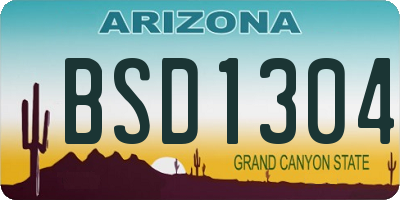 AZ license plate BSD1304