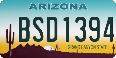 AZ license plate BSD1394