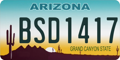 AZ license plate BSD1417