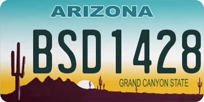 AZ license plate BSD1428