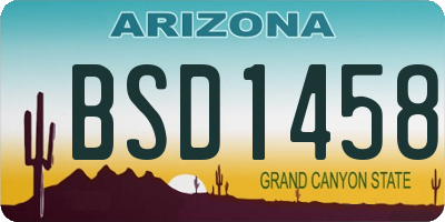 AZ license plate BSD1458