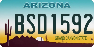 AZ license plate BSD1592