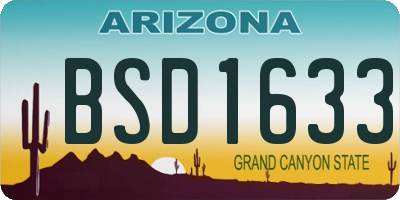 AZ license plate BSD1633