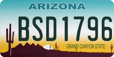 AZ license plate BSD1796