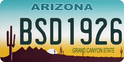 AZ license plate BSD1926