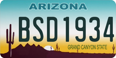 AZ license plate BSD1934