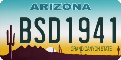 AZ license plate BSD1941