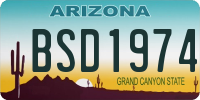 AZ license plate BSD1974