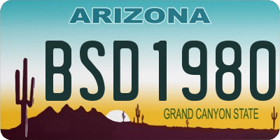 AZ license plate BSD1980