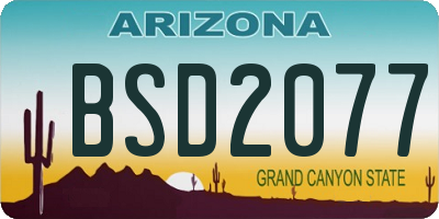 AZ license plate BSD2077