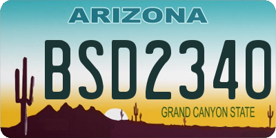 AZ license plate BSD2340