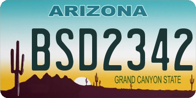 AZ license plate BSD2342