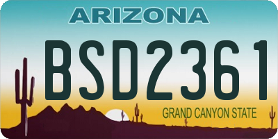 AZ license plate BSD2361